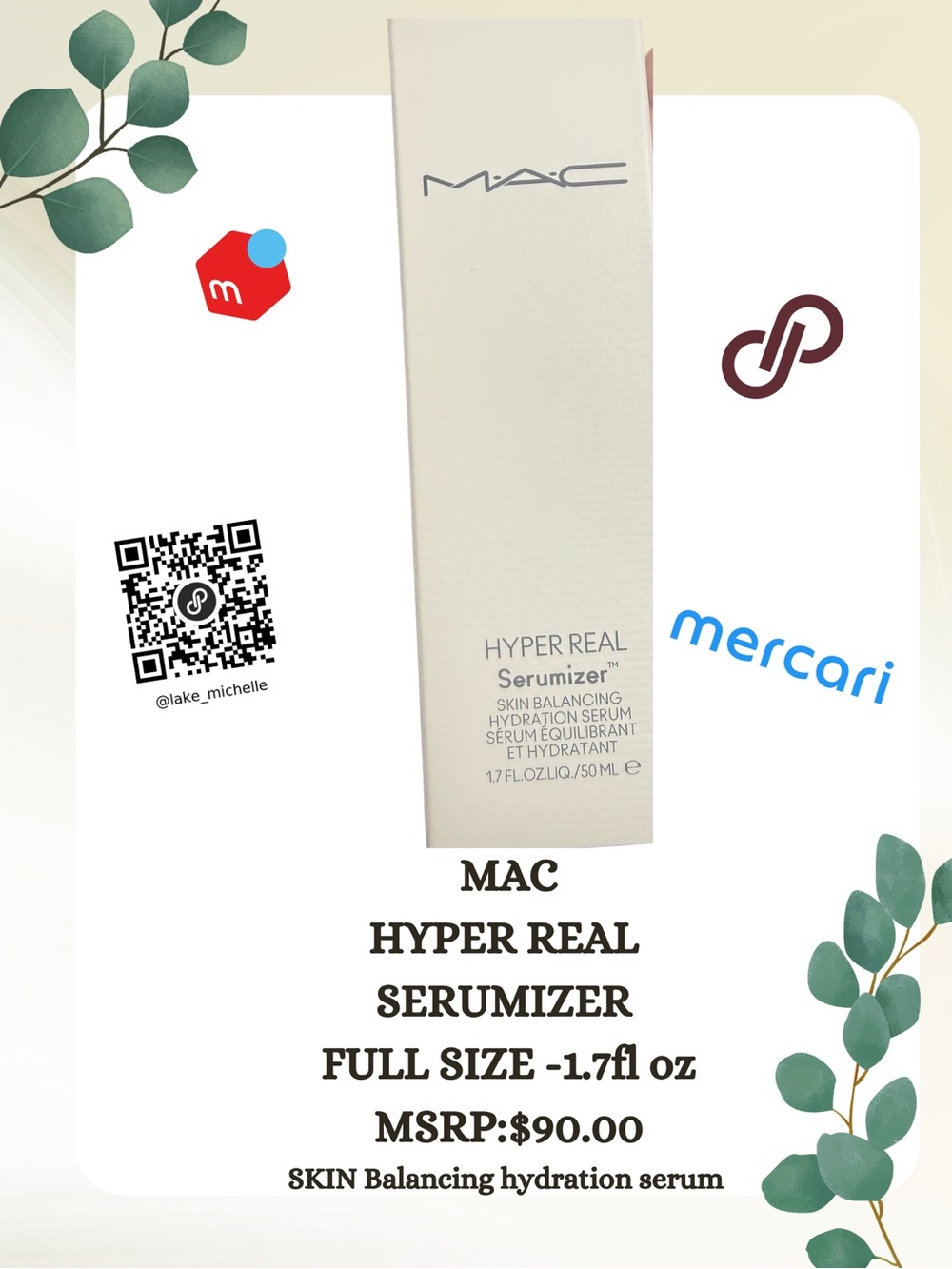 NWT MAC Cosmetics Hyper Real Serumizer Hydration Serum -full size